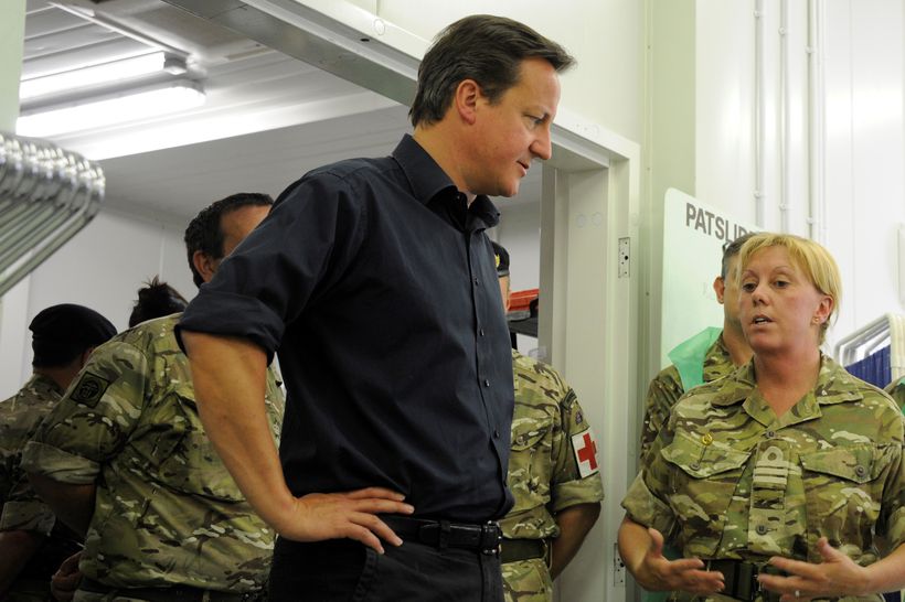 Carol Betteridge in uniform in Afghanistan with PM David Cameron