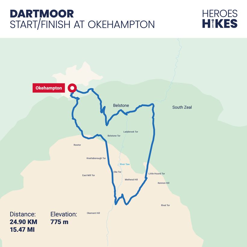 Dartmoor Heroes Hike map