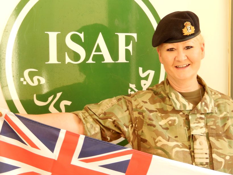 Julie Thain-Smith holding flag