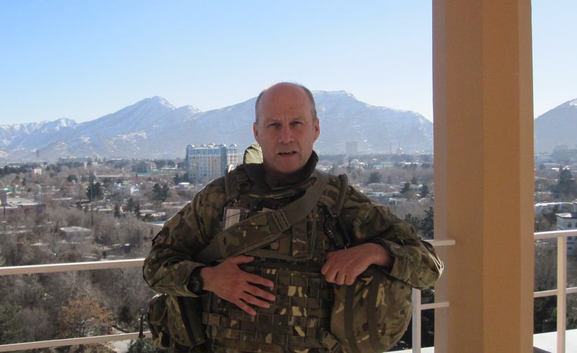 Fletch in UK military uniform in Afghanistan