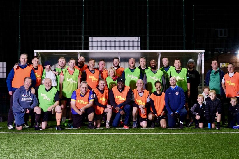 A team line-up of footballers