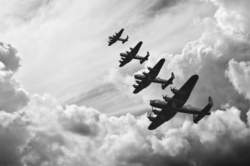 Four Lancaster Bombers in the sky from the Battle of Britain