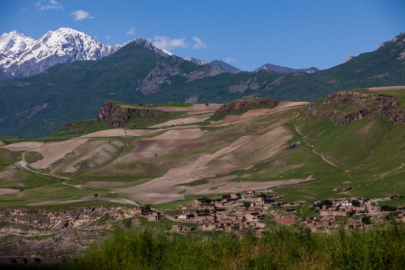 An Afghanistan village on the bank of the Panj River