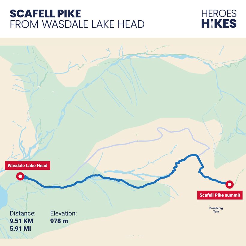 Scafell Pike Heroes Hike map