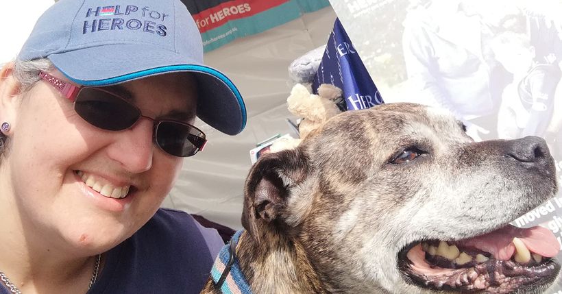 Jane Davies volunteering with her dog