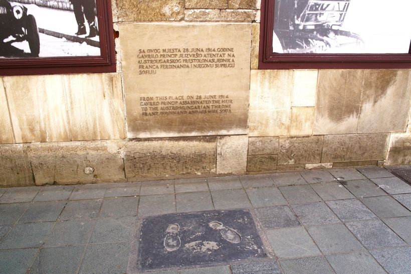 Street with a plaque on