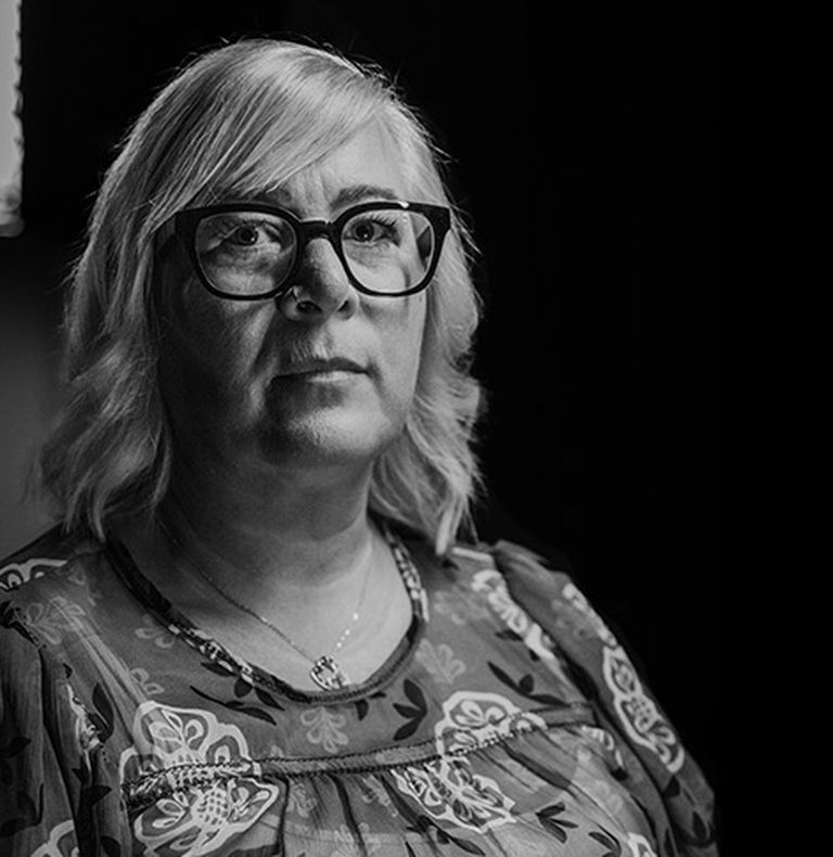 Black and white image of caroline