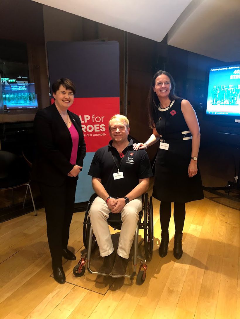 David with Baronness Ruth Davidson, left, and Help for Heroes CE