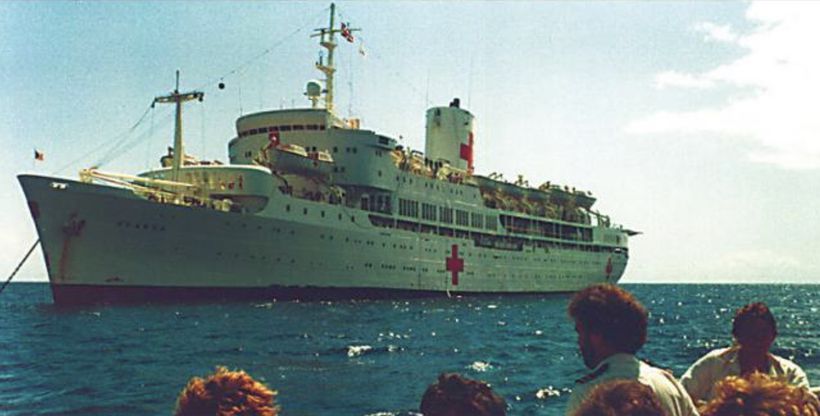 The hospital ship the SS Uganda