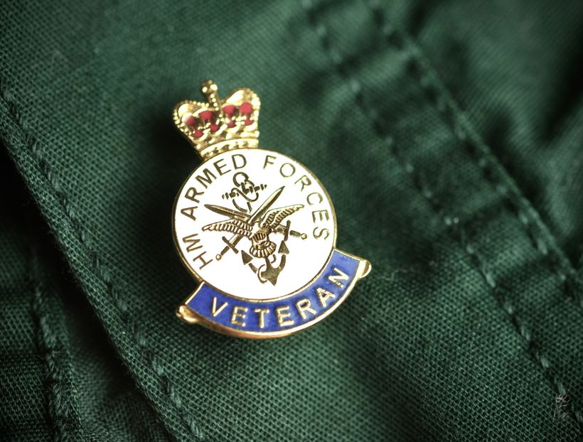 A UK veteran's pin badge