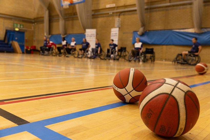 Sports studio with wheelchair basketball players