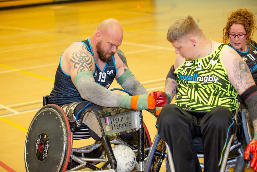 Bruce playing wheelchair rugby