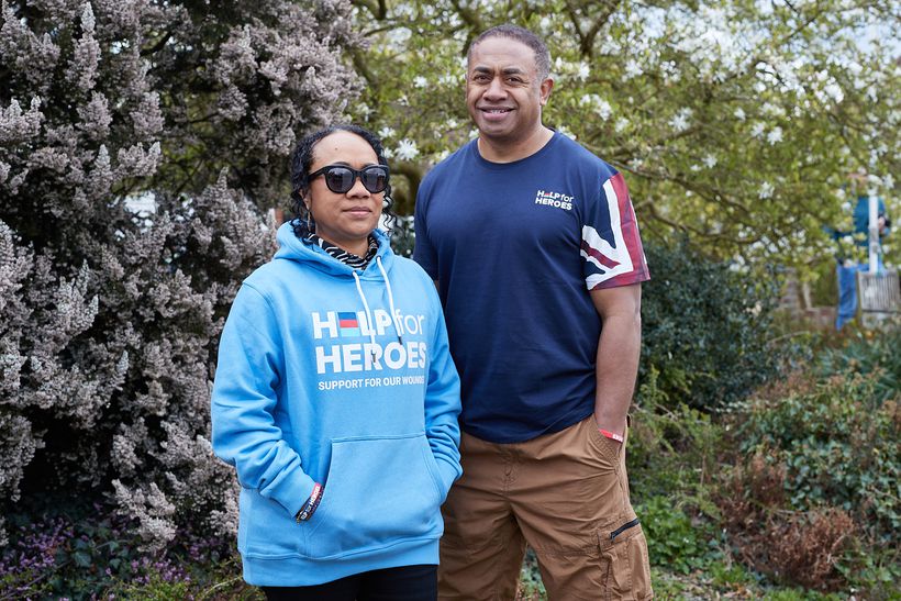 Amputee and his wife Ana stand together