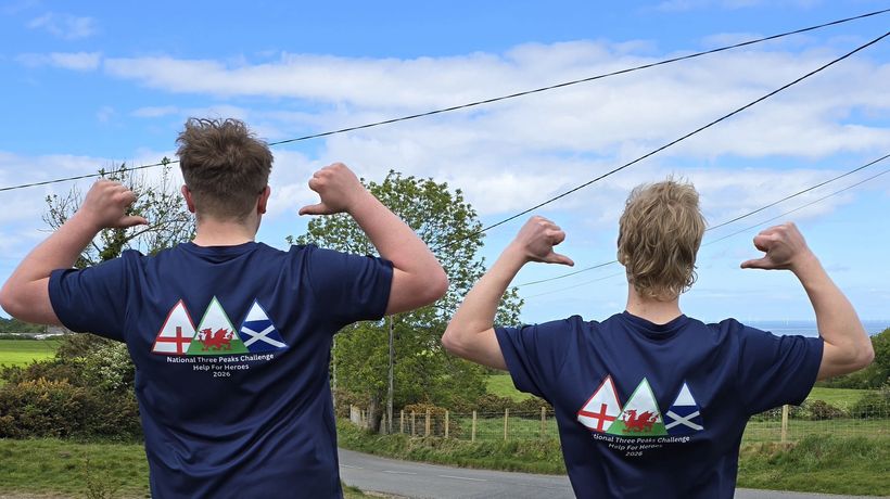 Joshua Nield and Callum Welch wearing challenge T Shirts