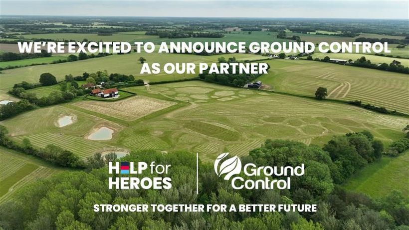 Image shows green area, Help for Heroes and Ground Control logos