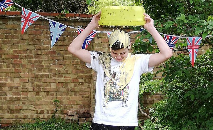 Fundraiser doing ice bucket challenge