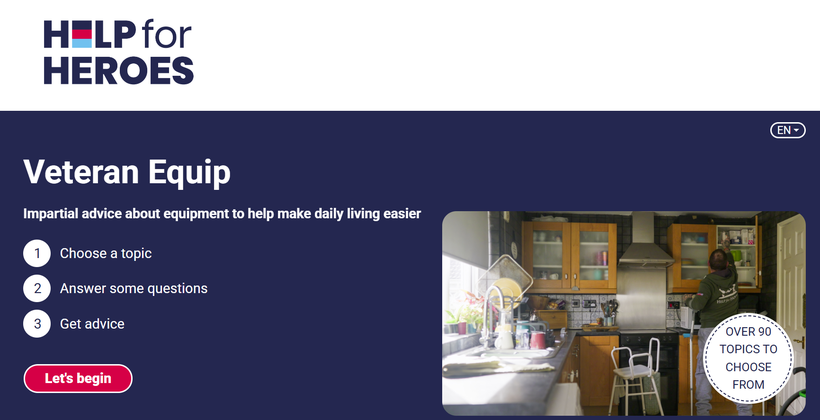 The home page of Veteran Equip