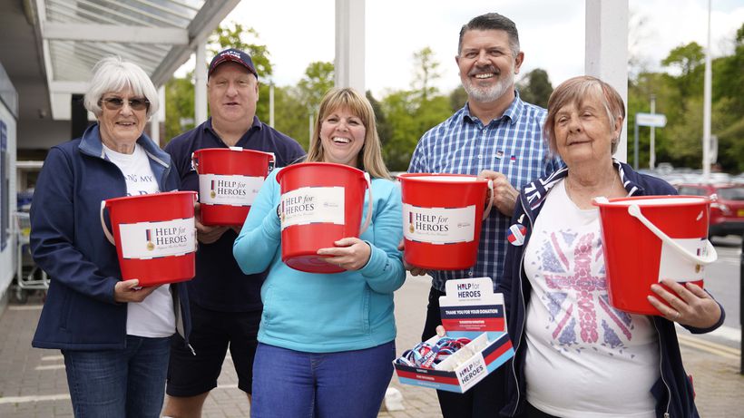Help for Heroes volunteers holding buckets