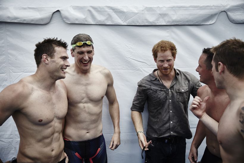 David Wiseman stands along team mates and prince harry